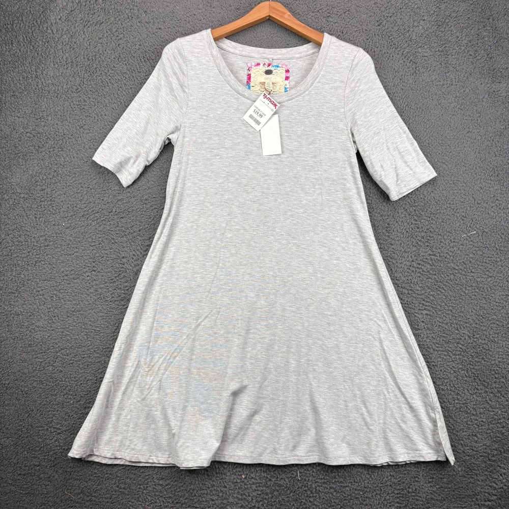 Cupio Blush Womens Heather Gray Short Sleeve A-Line Knit Dress‎ Size Medium NEW